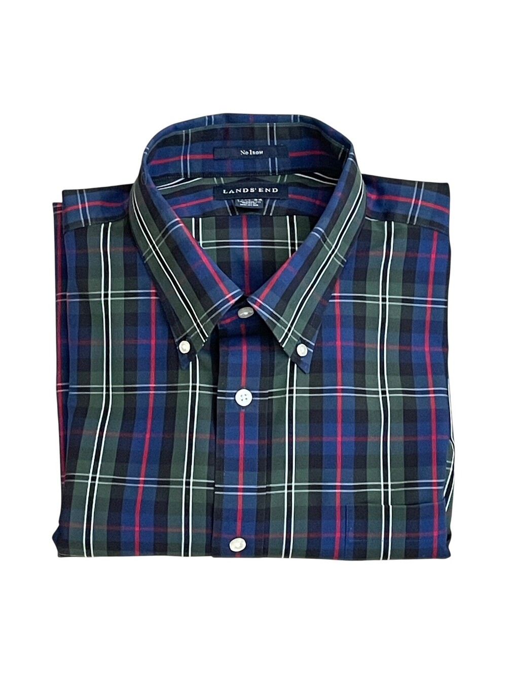 Lands' End Men's LS Button Down Shirt‎ 17.5x34 Cotton No Iron